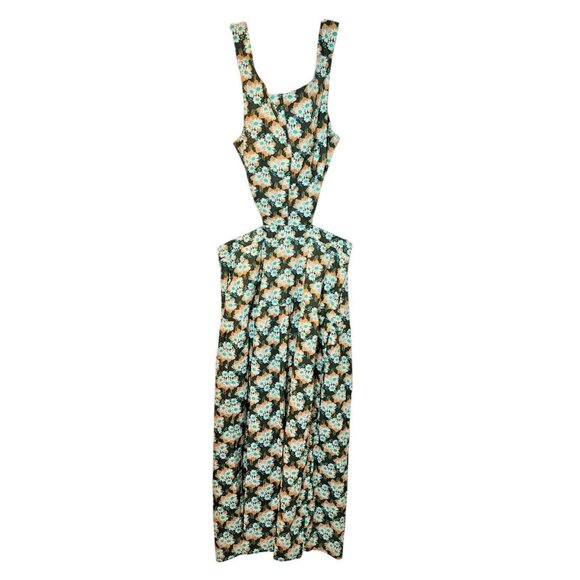 Topshop US 6 Daisy Floral Cutout Maxi Dress Black/Green – NWT - Picture 3 of 12
